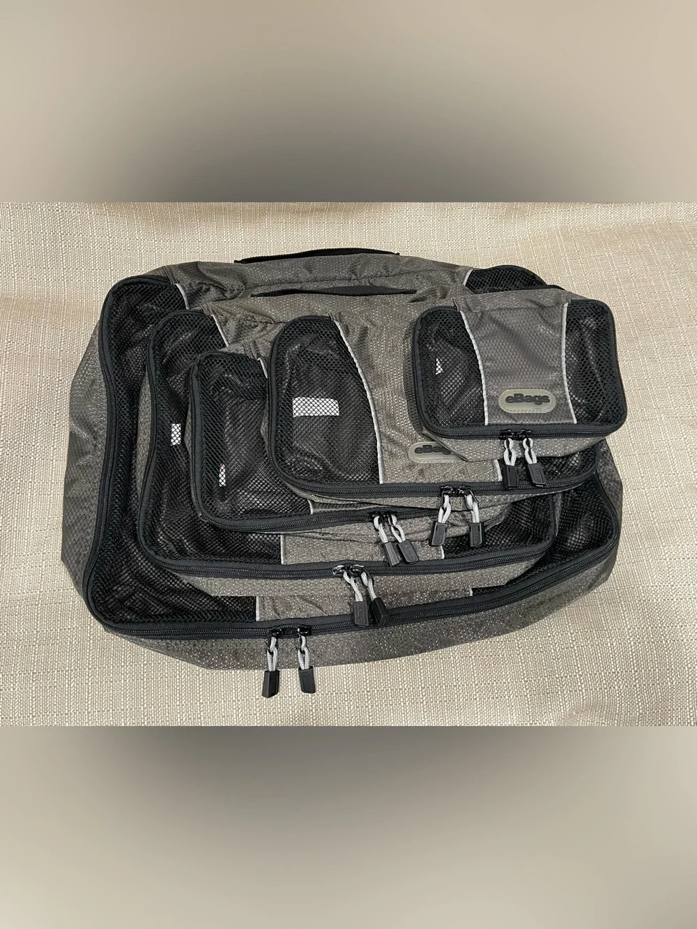 eBags Gray/Black Travel Packing Cube Set — 5-Piece Travel Organizer
